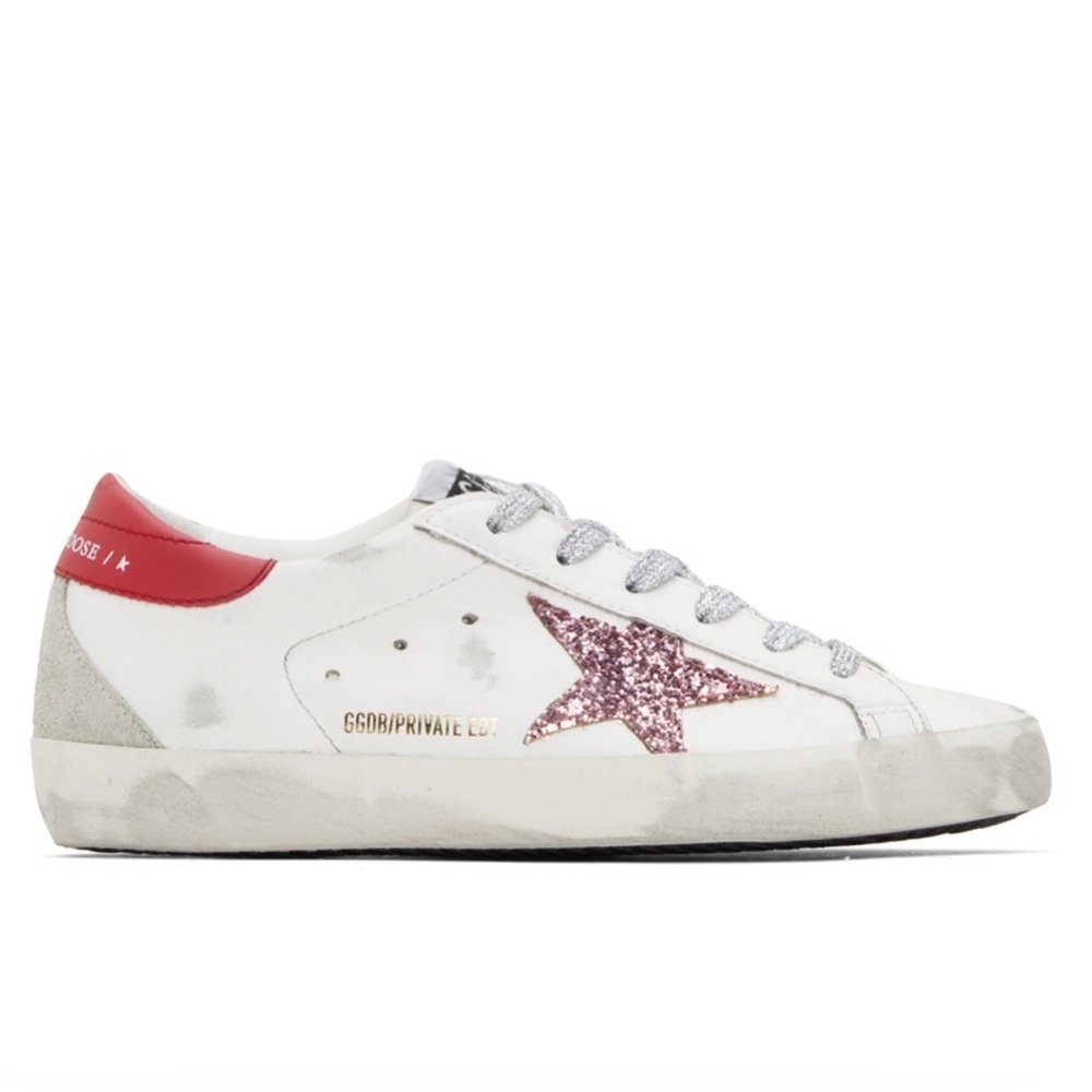 Golden Goose Superstar White, Red, Ice, Pink Glitter Star, NIB